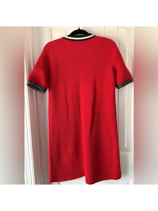 Gucci Red Knit Girls' Dress with Black-and-Cream Trim - Picture 2 of 4